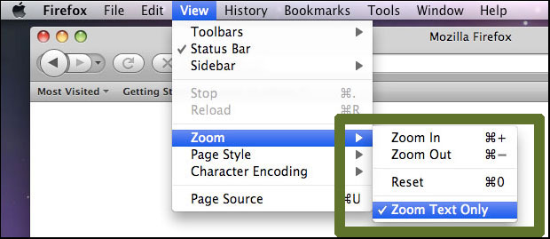 Change Text Size: Text Only (Mac: FF)